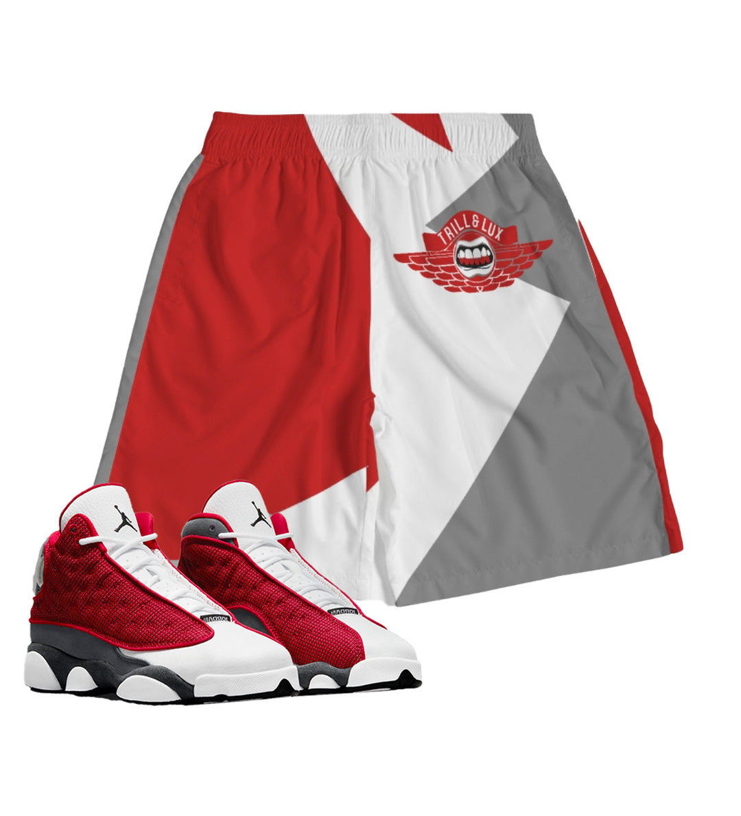 Flight | Air jordan 13 Red Flint Inspired fragment Jogger Shorts