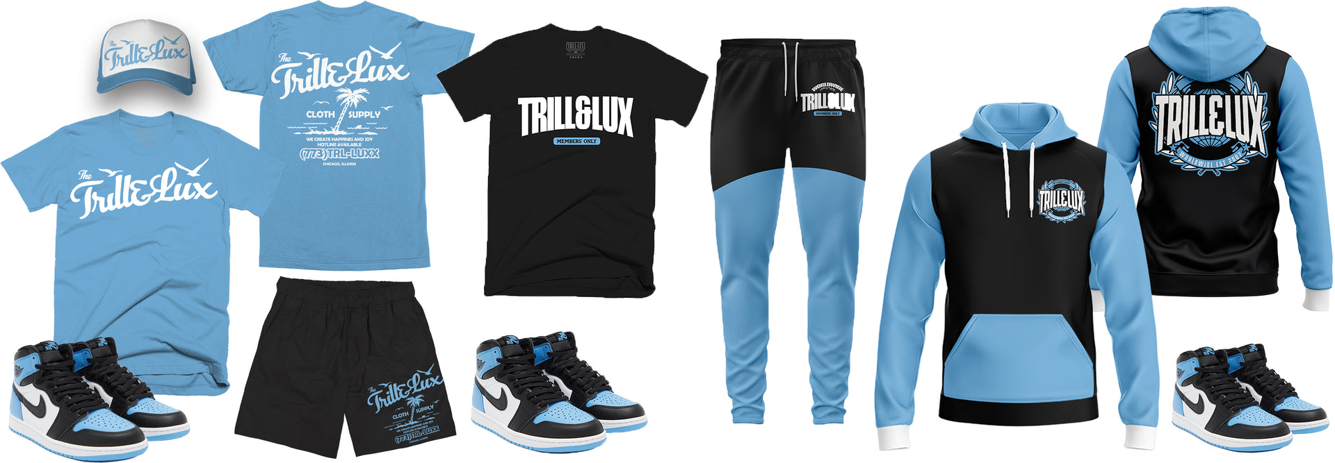 outfit air jordan 1 university blue