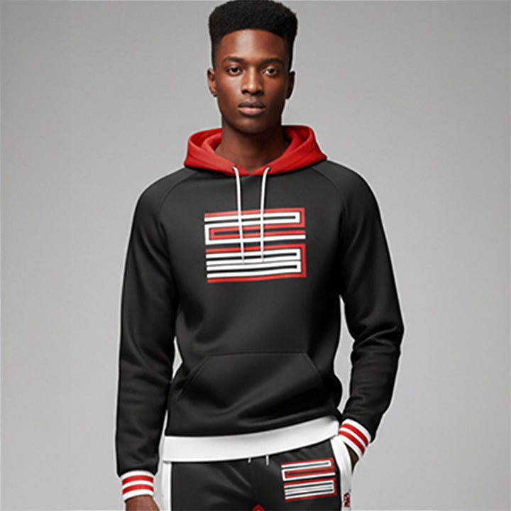23 Hoodie and Jogger - Fire Red Black Tongue