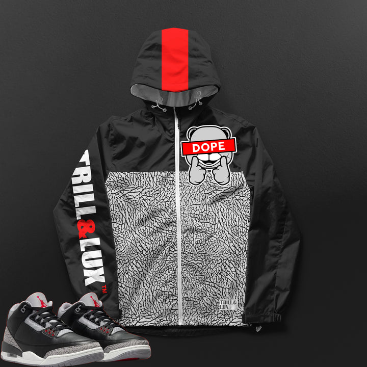 Dope | Air Jordan 3 Black Cement Windbreaker