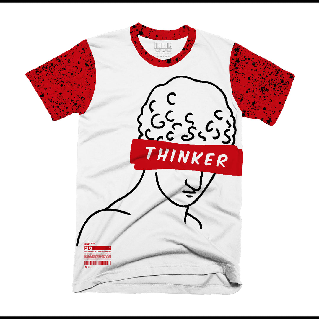Thinker | Retro Air Jordan 4 Red Cement T-shirt | Hoodie | Sweatshirt | Hat