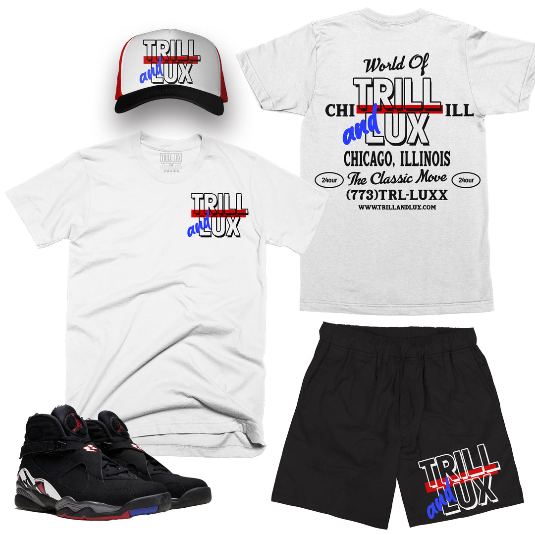 Classic Move | Retro Air Jordan 8 Playoff T-shirt, Shorts & Trucker Hat