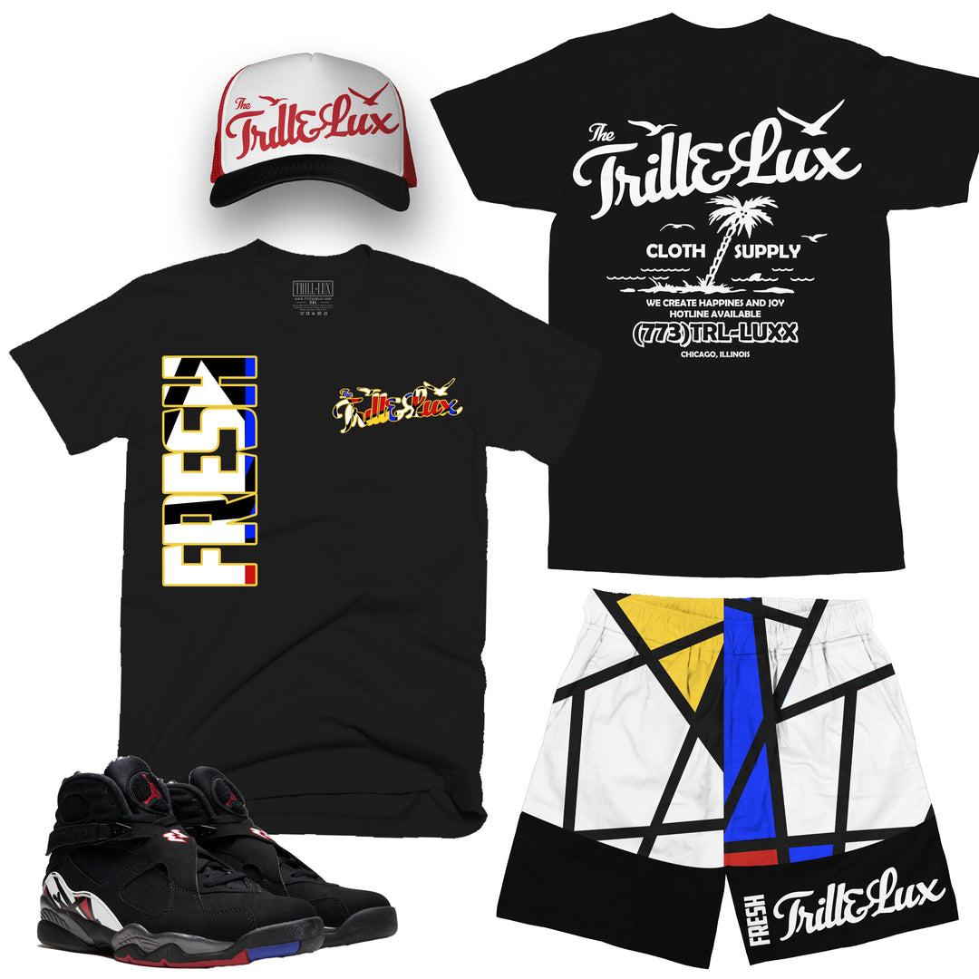 Fresh | Retro Air Jordan 8 Playoff T-shirt, Shorts & Trucker Hat