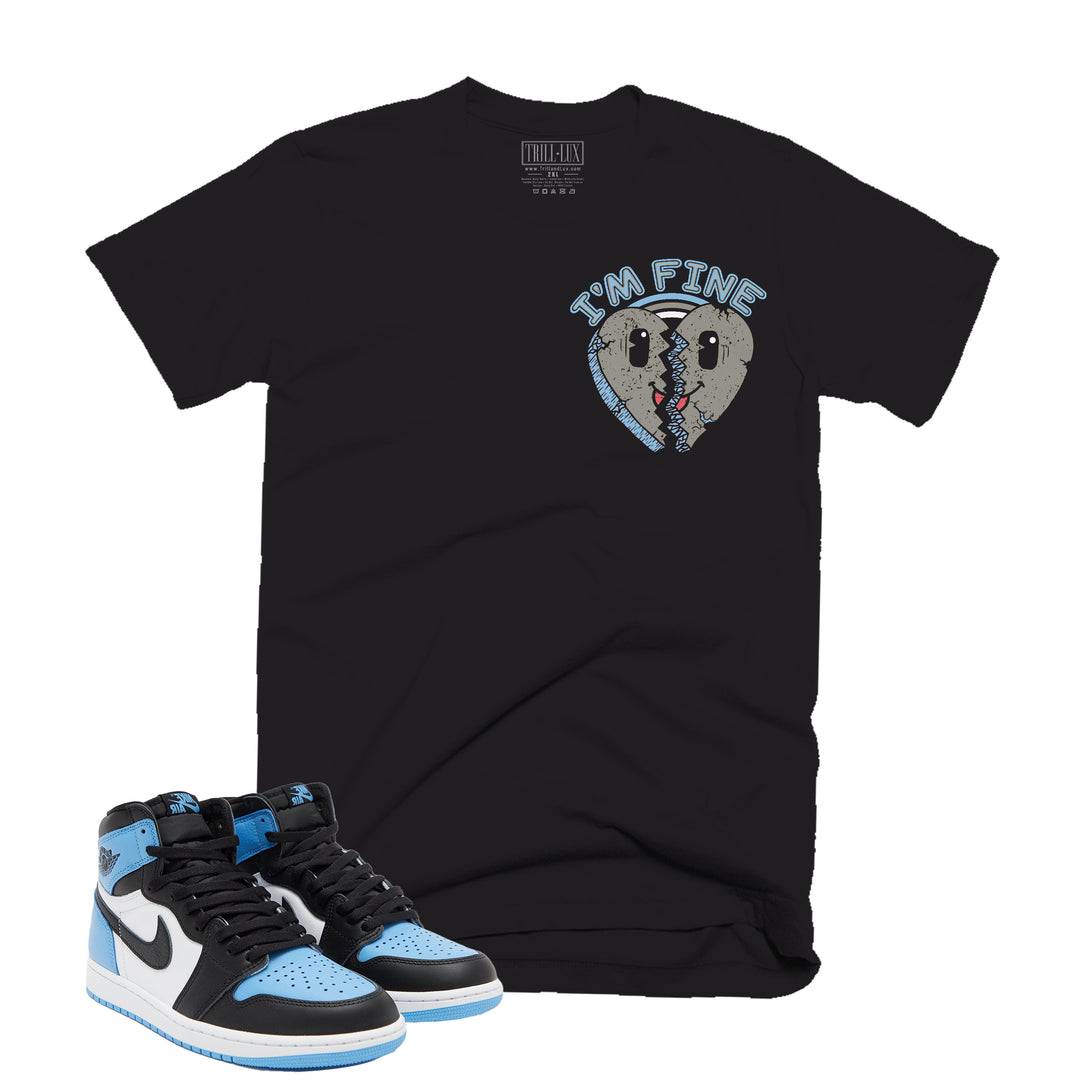 Trill and Lux Black and blue UNC t-shirt  match jordan 1 university im fine graphic tee