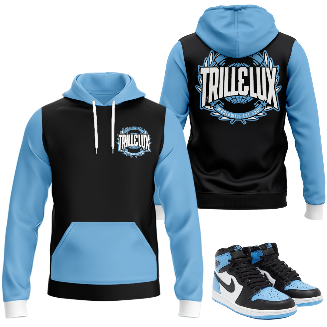 Hoodie Black blue UNC Hooded sweatshirt match jordan 1 university international Pullover graphic