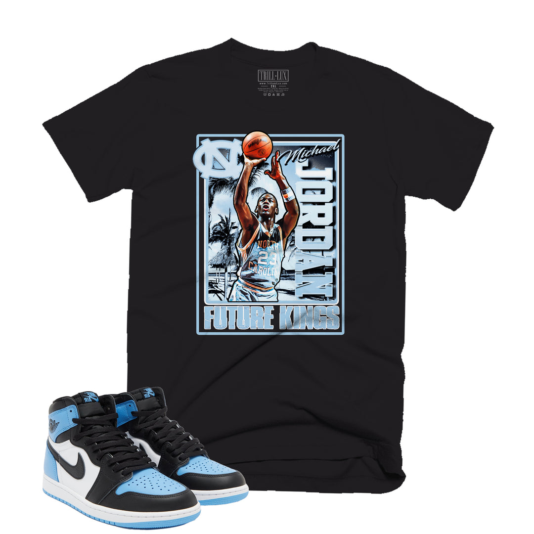 Trill and Lux Black and blue UNC t-shirt  match jordan 1 university KING graphic tee
