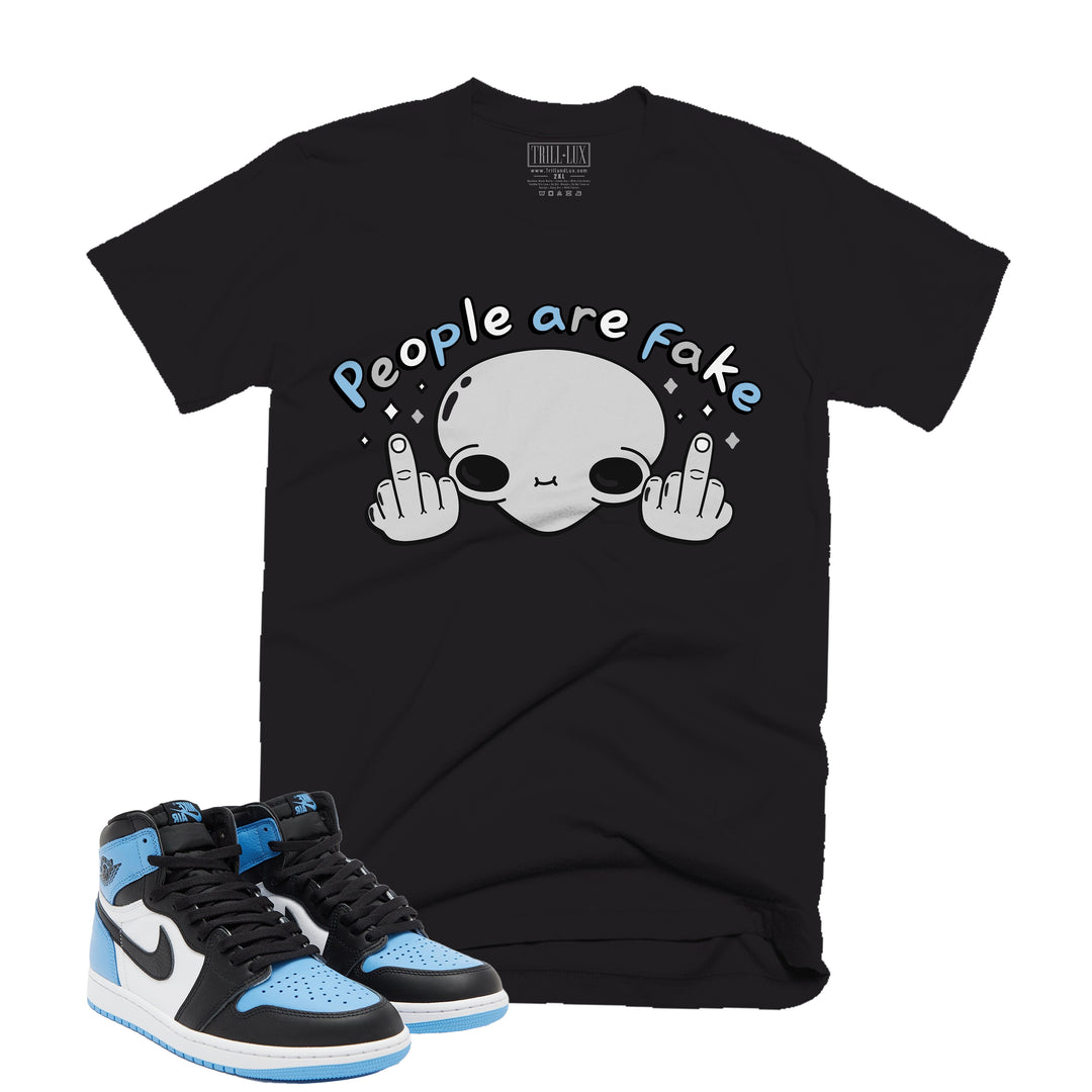 Trill and Lux Black and blue UNC t-shirt  match jordan 1 university fake people  graphic tee