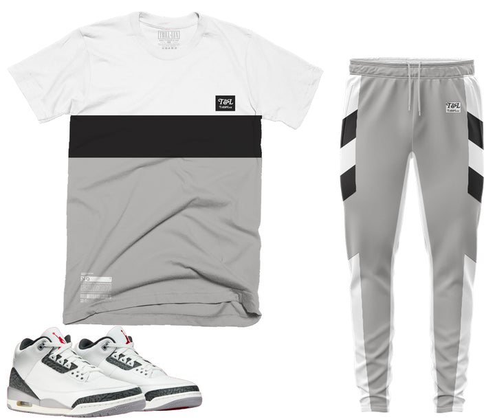 Trill & Lux | Retro Air Jordan 3 Cement Grey T-shirt | Jogger