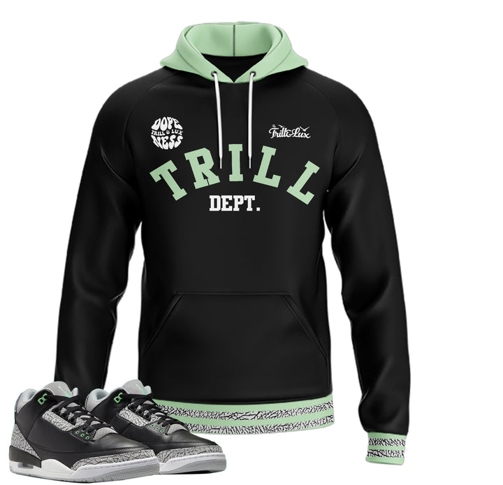 Trill Dept | Retro Air Jordan 3 Green Glow | Hoodie | Sweatshirt | Hat | Joggers