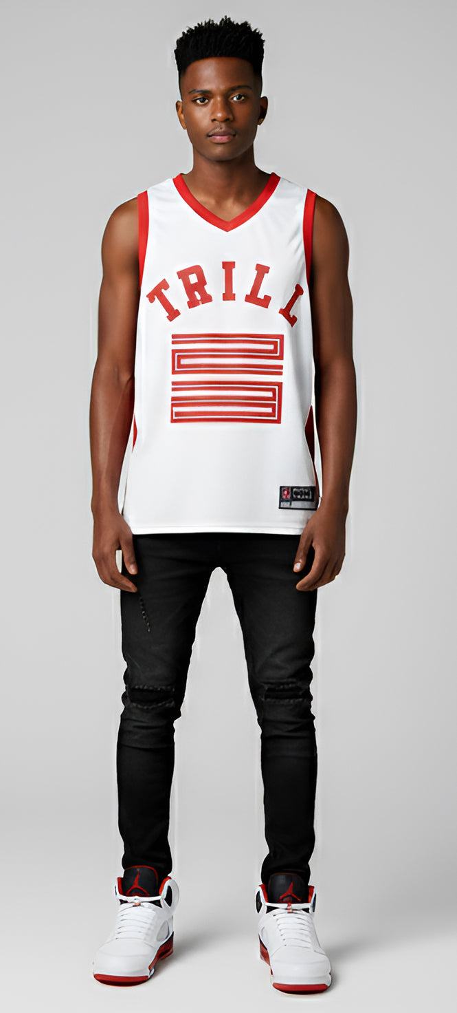 Trill Basketball Jersey - Fire Red 5 | Trill and Lux
