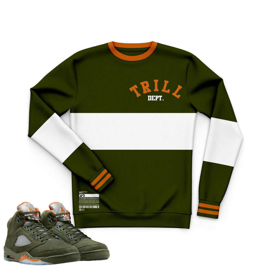 Trill Dept. | Retro Air Jordan 5 Olive T-shirt | Hoodie | Sweatshirt | Hat | Joggers