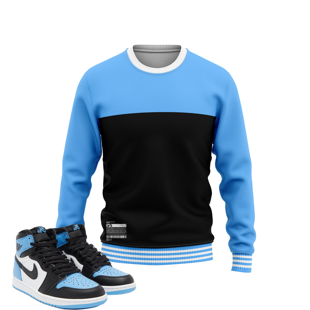 Sweatshirt Black blue UNC crewneck sweater match jordan 1 university Pullover graphic
