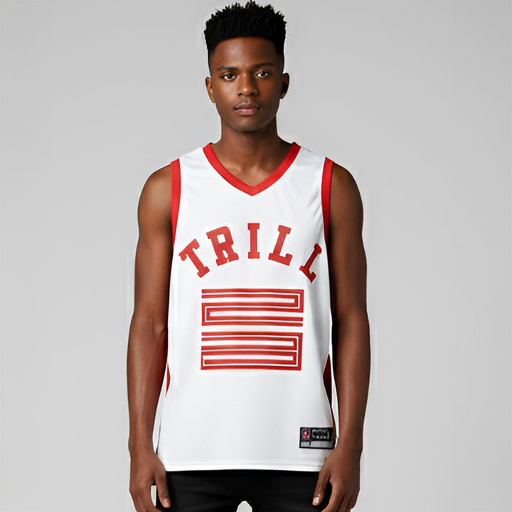 Trill Basketball Jersey - Fire Red 5 | Trill and Lux