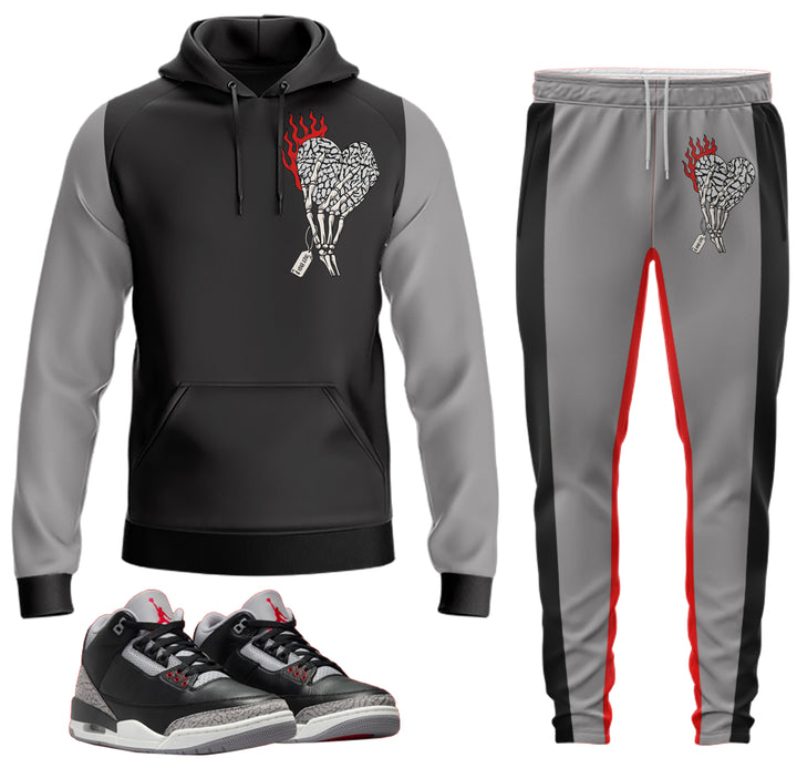 Cost Your Soul - Hoodie & Jogger Outfit - Jordan 3 Black Cement