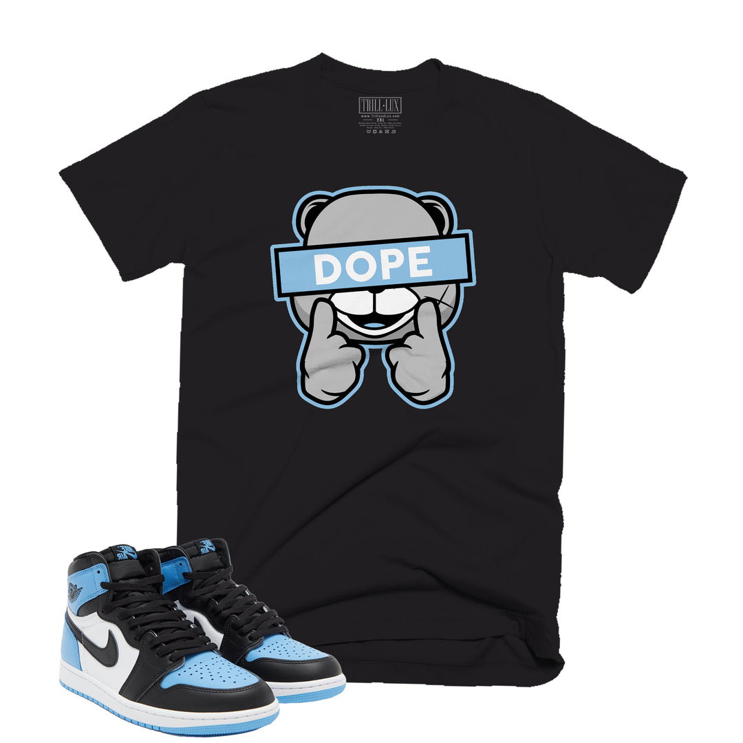 Trill and Lux Black and blue UNC t-shirt  match jordan 1 university Dope bear graphic tee