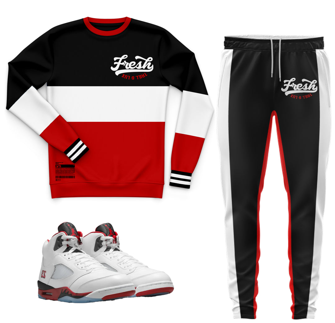 Fresh | Sweatshirt and Jogger Outfit - Fire red 5 Black Tongue