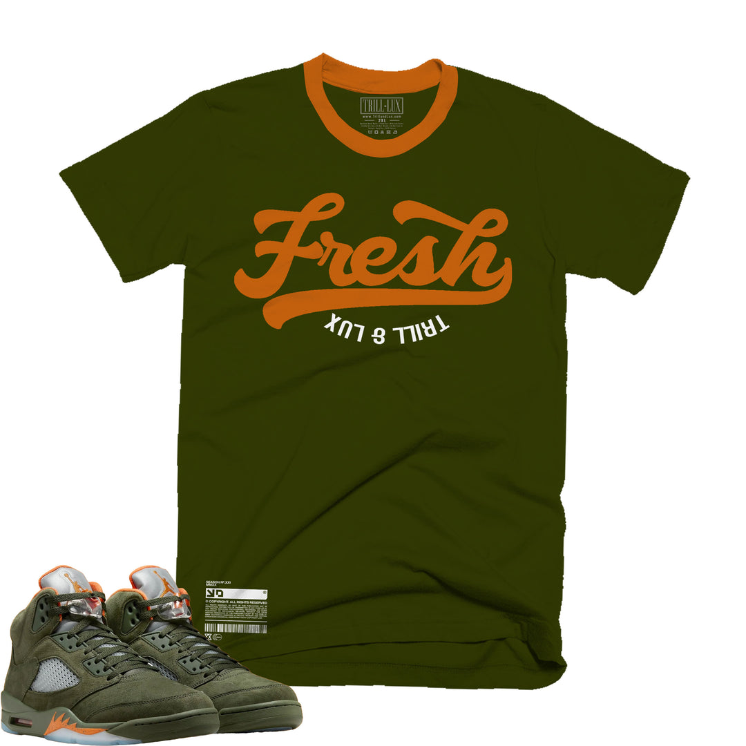 Fresh | Retro Air Jordan 5 Olive T-shirt | Hoodie | Sweatshirt | Hat | Joggers