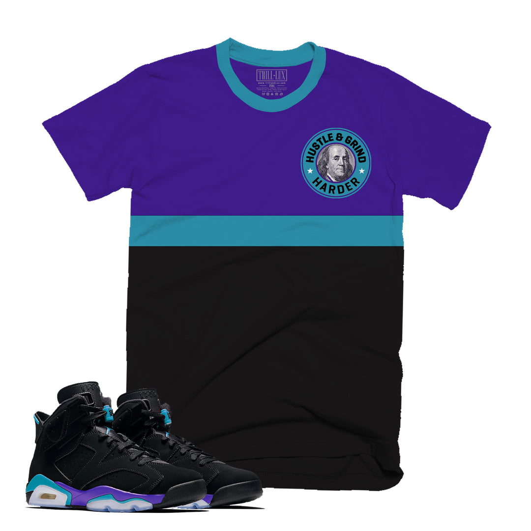 Hustle & Grind| Retro Air Jordan 6 Aqua T-shirt