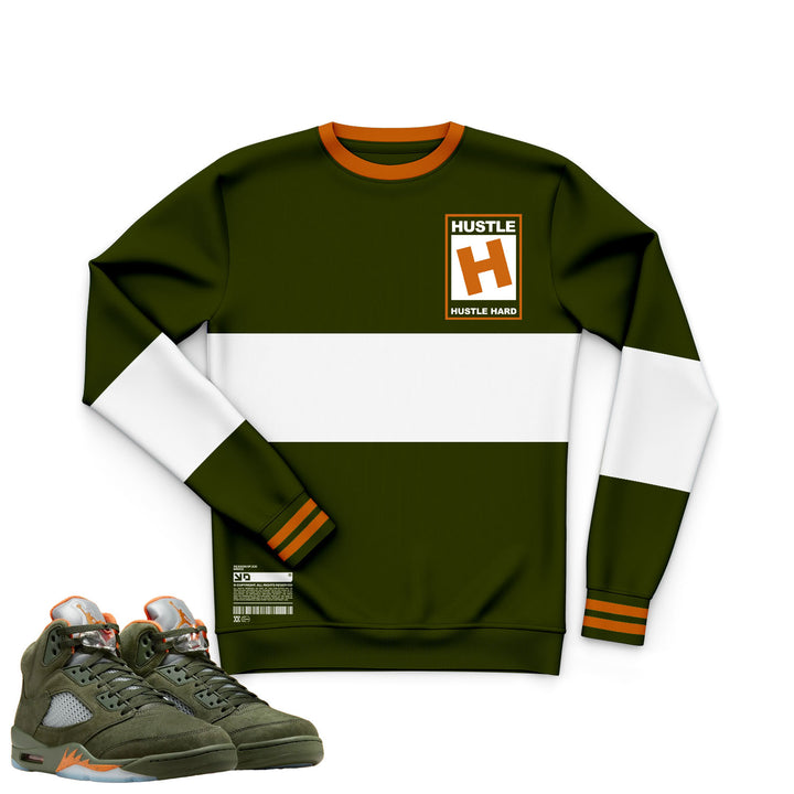 Rated Hustle | Retro Air Jordan 5 Olive T-shirt | Hoodie | Sweatshirt | Hat | Joggers