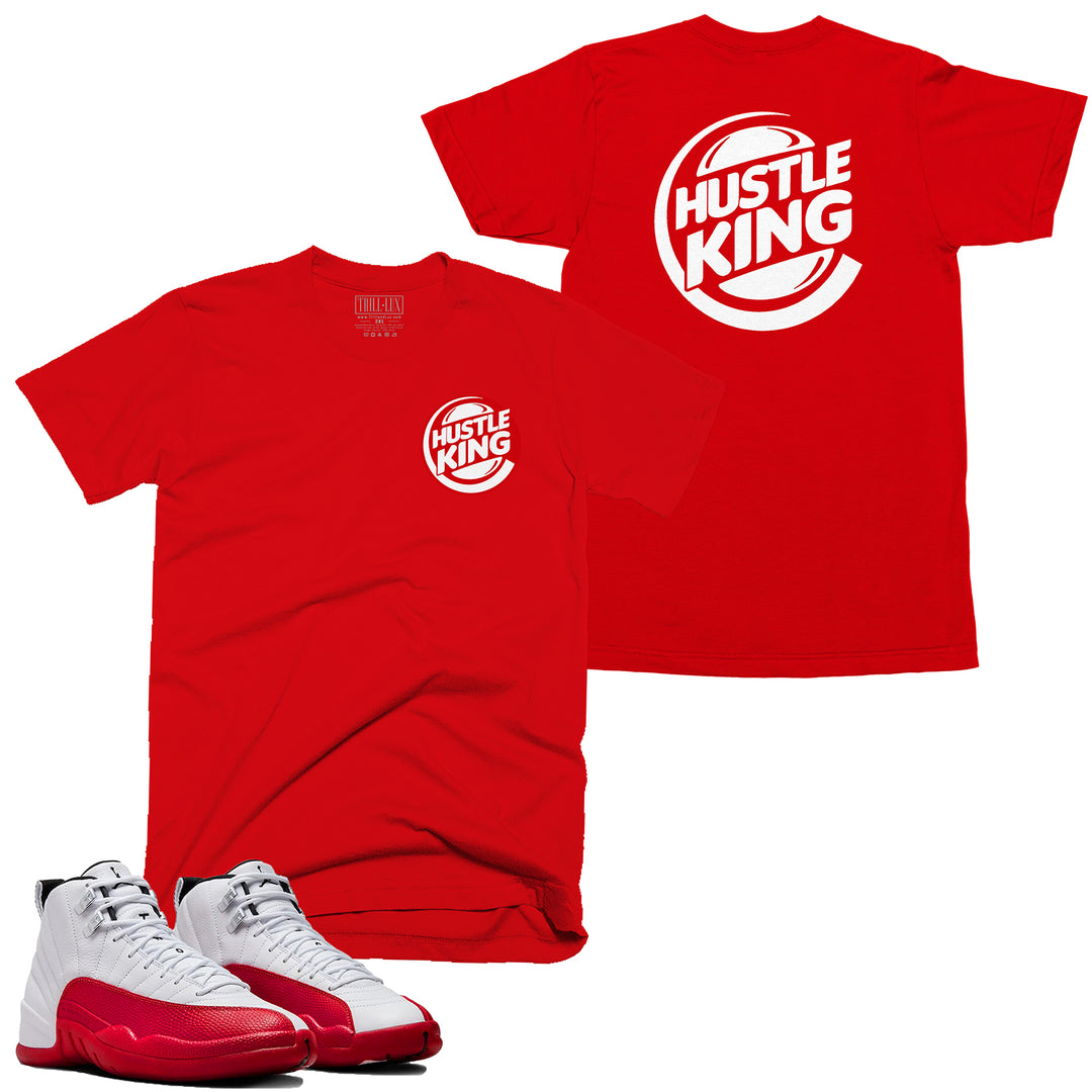 Hustle King Tee | Retro Air Jordan 12 Cherry Red T-shirt