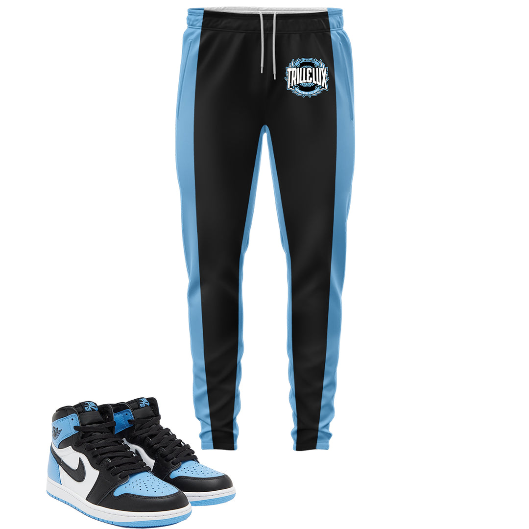 sweatpants Black blue UNC stripe joggers match jordan 1 university blue international pants graphic