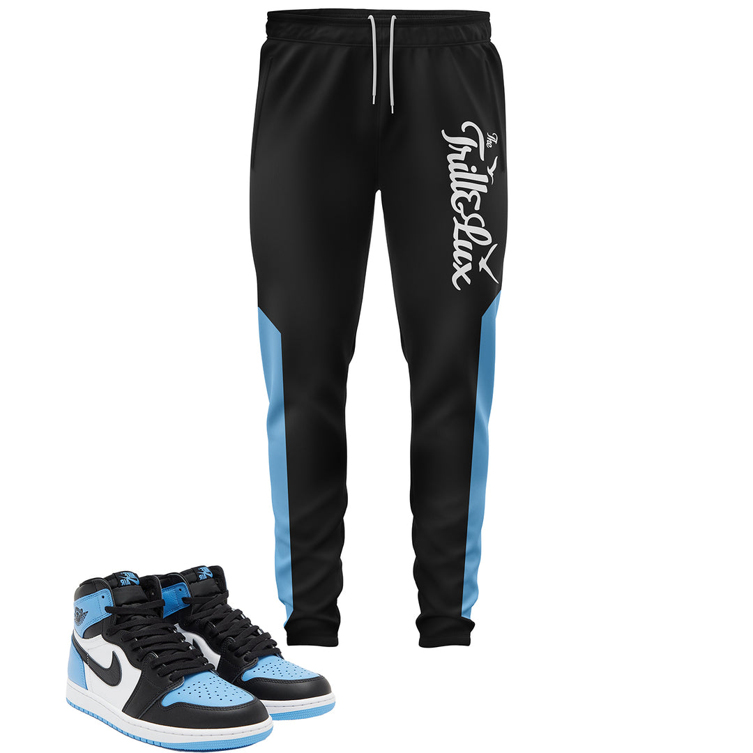 sweatpants Black blue UNC joggers match jordan 1 university blue palm trees pants graphic