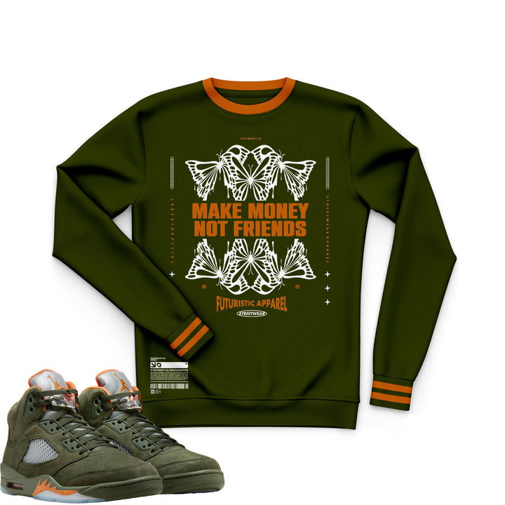 Make Money  | Retro Air Jordan 5 Olive T-shirt | Sweatshirt