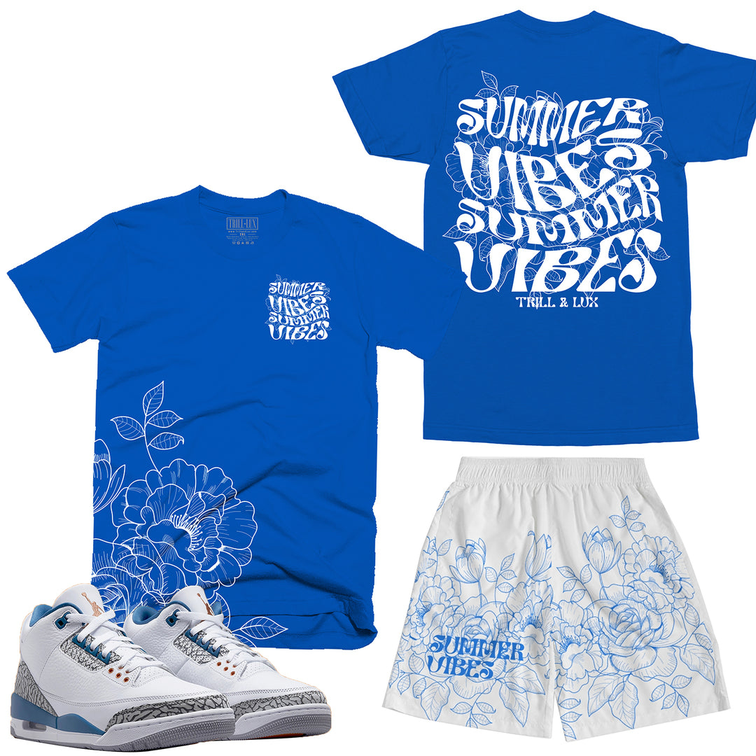 Summer Vibes | Retro Air Jordan 3 True Blue and Copper T-shirt & Shorts