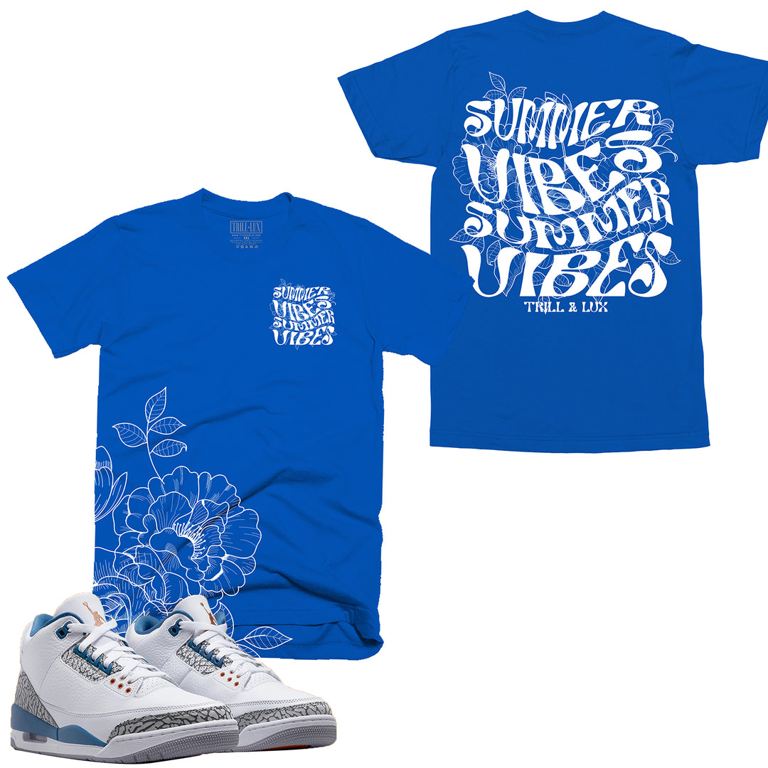 Summer Vibes Tee | Retro Air Jordan 3 True Blue and Copper T-shirt