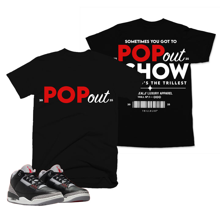 Pop Out | Retro Air Jordan 3 Black Cement Tee