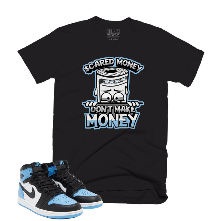 Trill and Lux Black and blue UNC t-shirt  match jordan 1 university blue make money tee