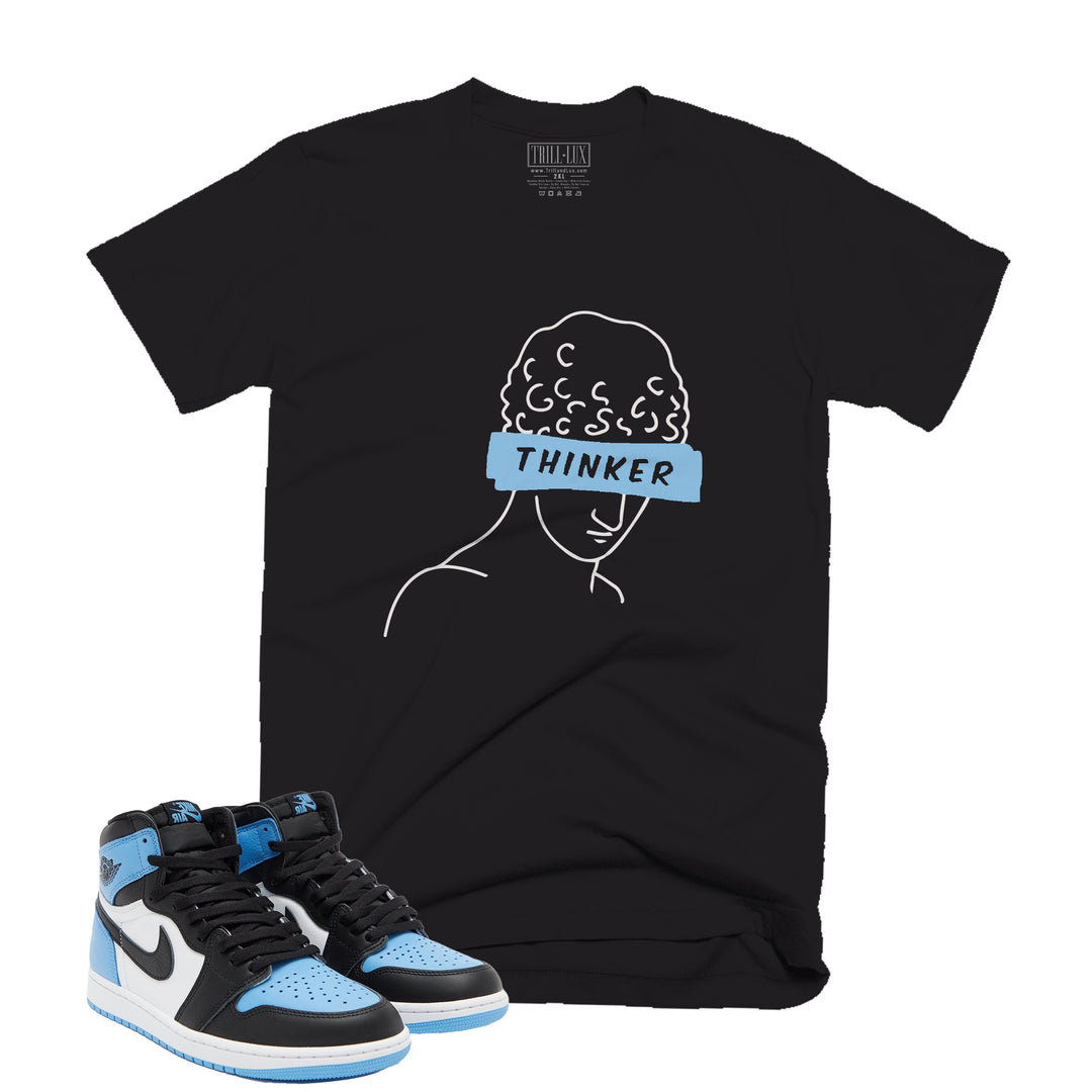 Trill and Lux Black and blue UNC t-shirt  match jordan 1 university thinker graphic tee
