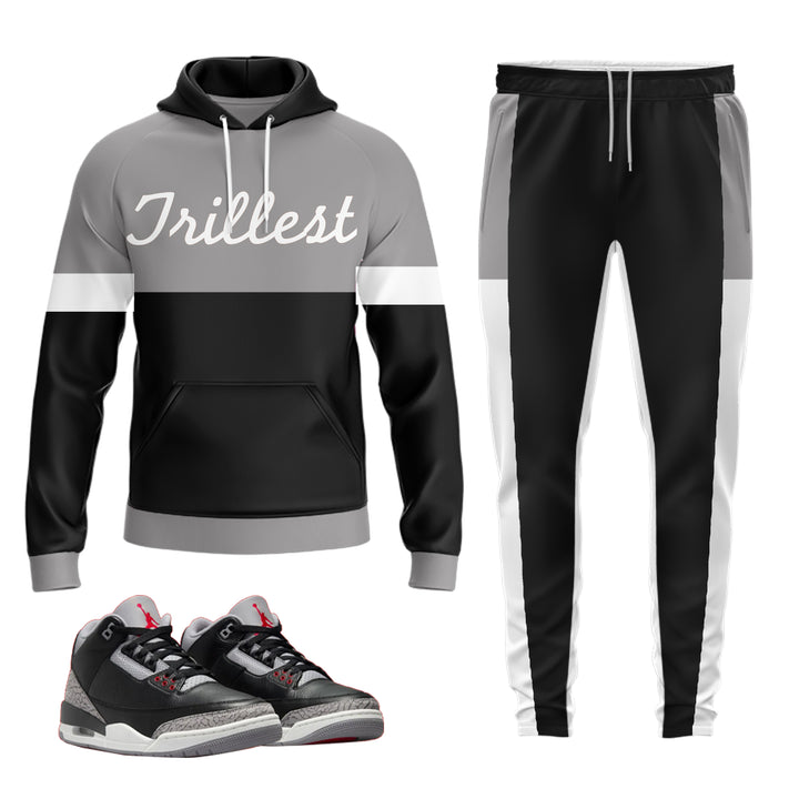 Trillest - Hoodie & Jogger Outfit - Jordan 3 Black Cement