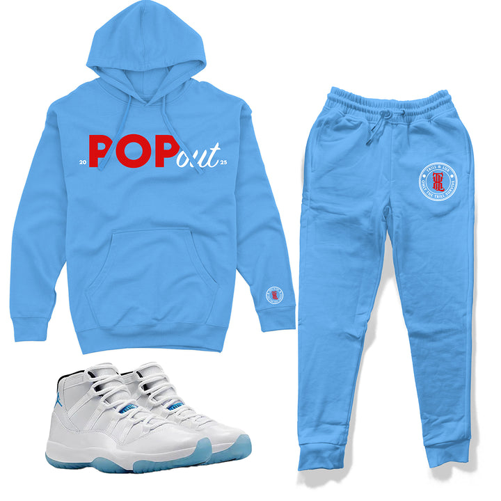 Pop Out - Fleece Hoodie & Jogger Outfit - Jordan 11 Legend Blue