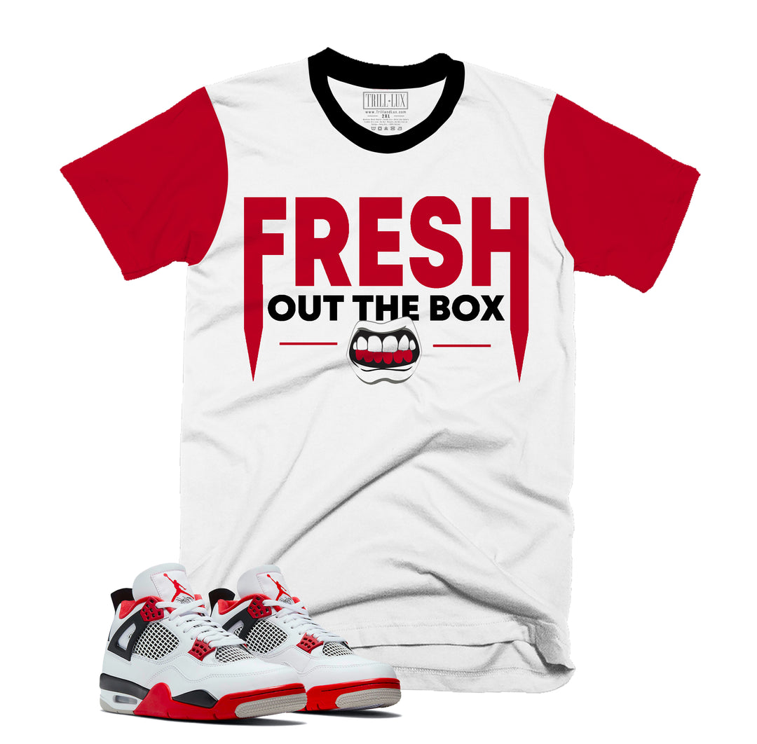 Fresh Out The Box Tee | Retro Air Jordan 4 Fire Red T-shirt |