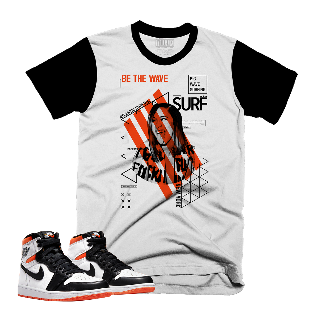 Be The Wave V2 Tee | Retro Air Jordan 1 Electro Orange Colorblock T-shirt