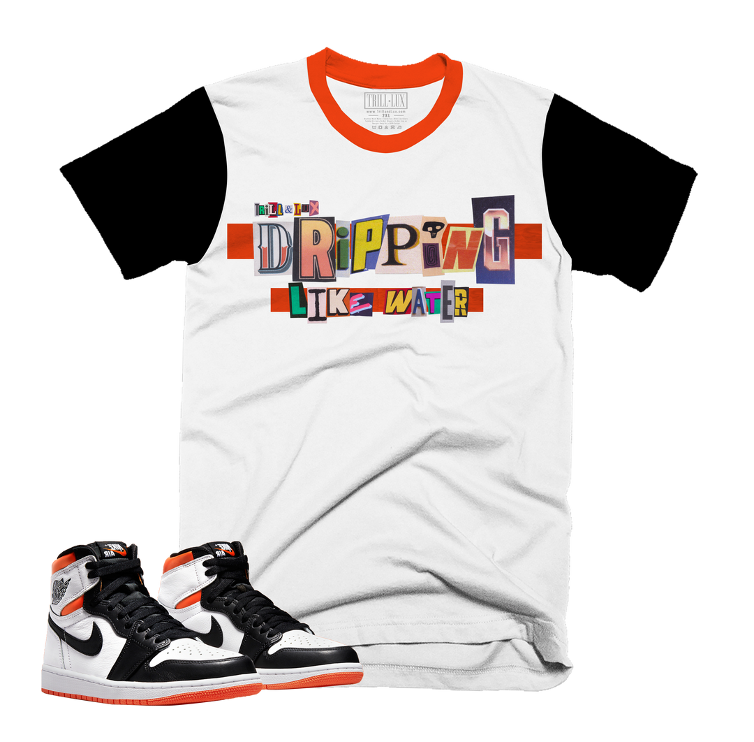 Dripping Like Water Ransom Tee | Retro Air Jordan 1 Electro Orange Colorblock T-shirt