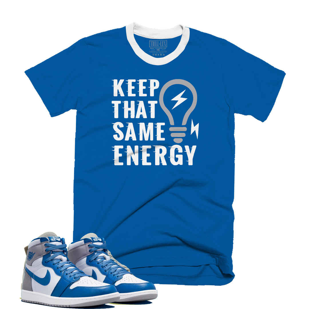 Energy | Retro Air Jordan 1 True Blue Colorblock T-shirt
