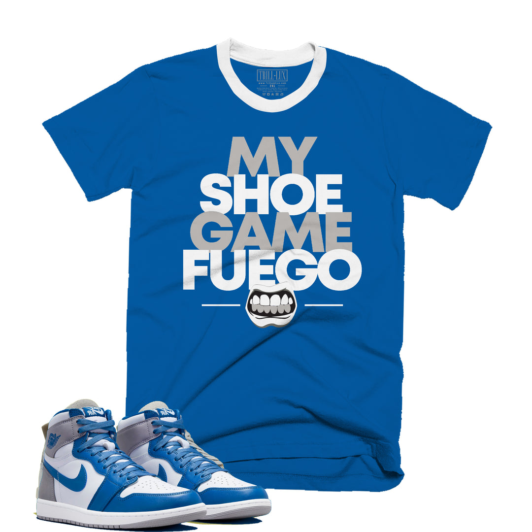 Fuego | Retro Air Jordan 1 True Blue Colorblock T-shirt