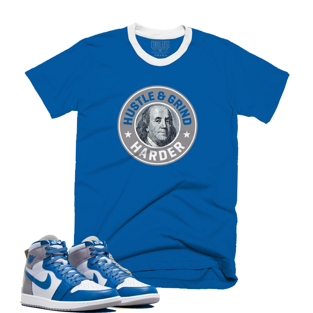 Hustle & Grind | Retro Air Jordan 1 True Blue Colorblock T-shirt