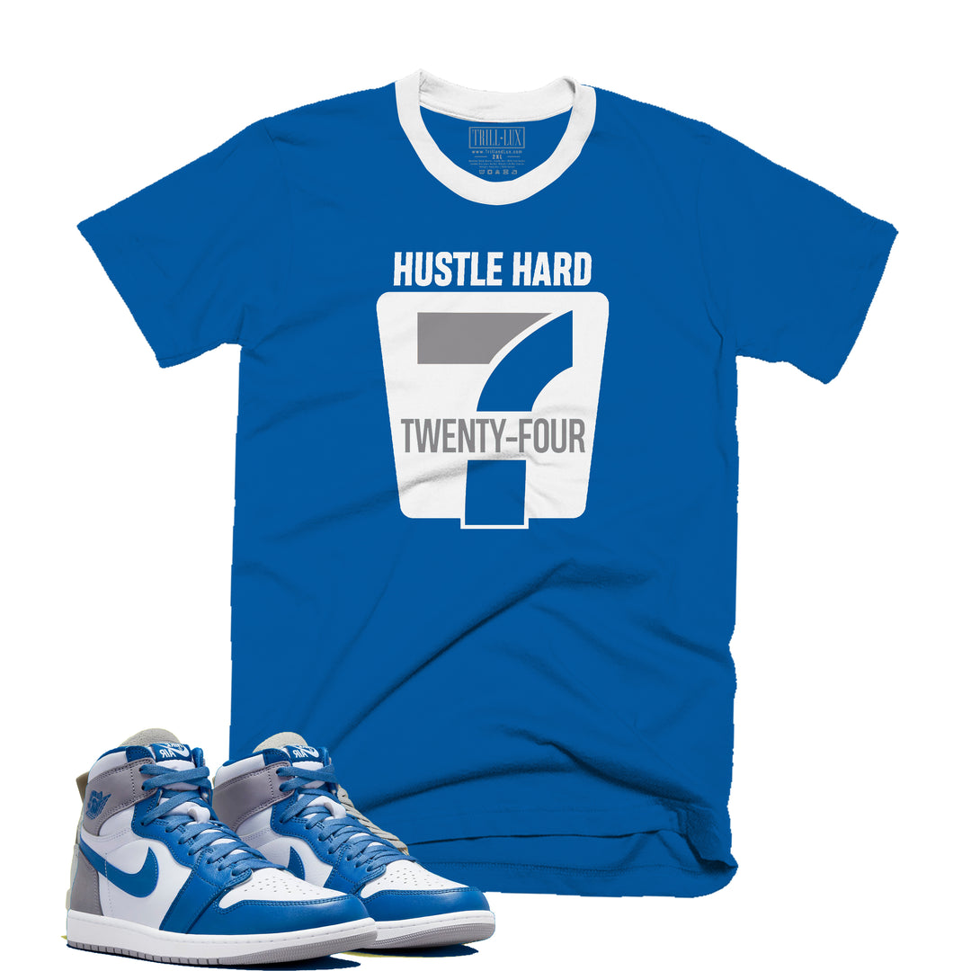 Hustle Hard | Retro Air Jordan 1 True Blue Colorblock T-shirt