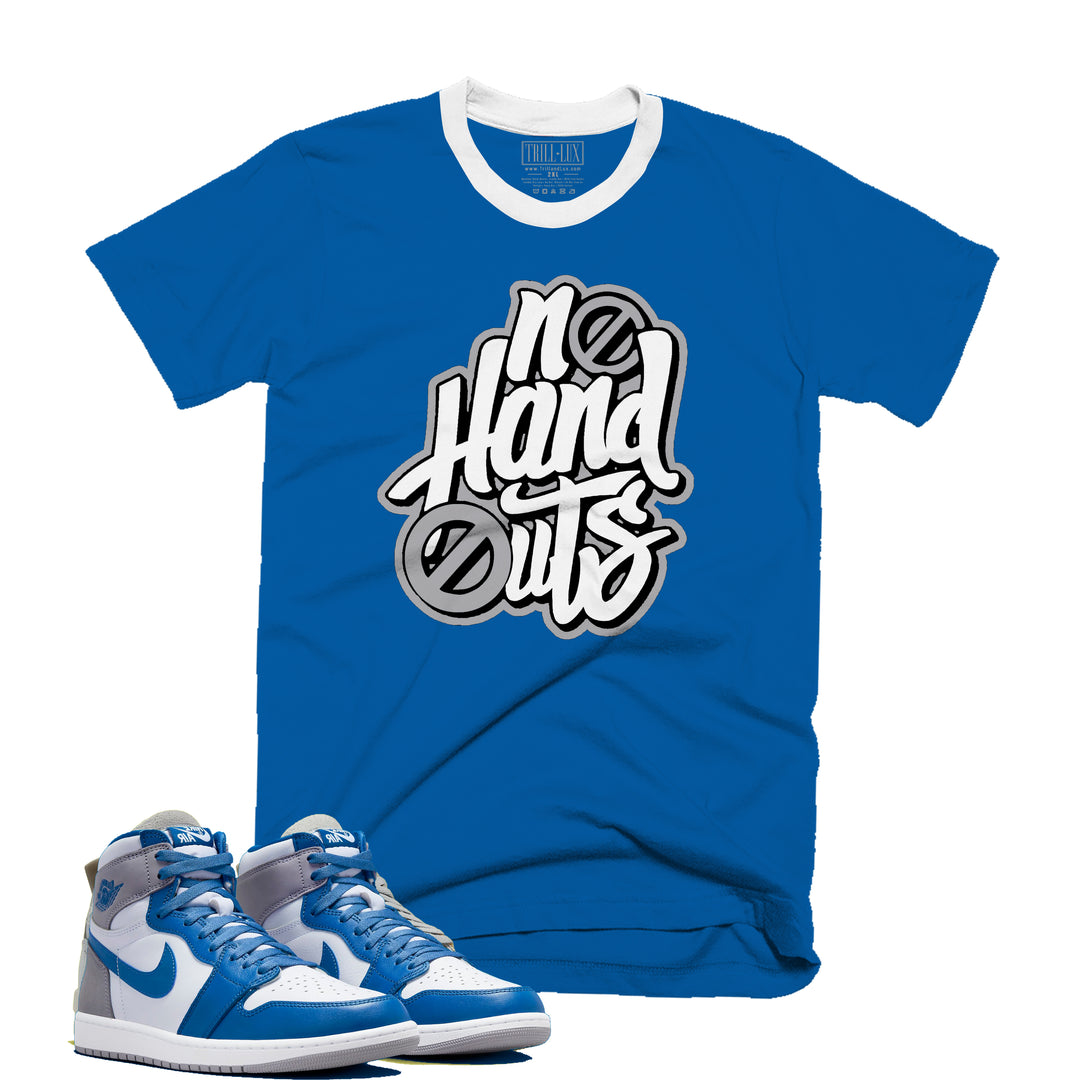 No Handouts | Retro Air Jordan 1 True Blue Colorblock T-shirt