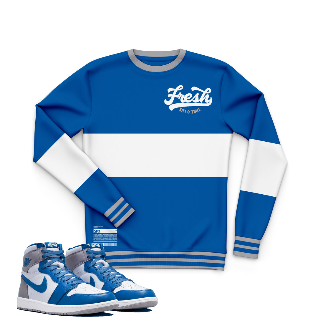 Fresh Sweatshirt | Air Jordan 1 True Blue Inspired Sweater