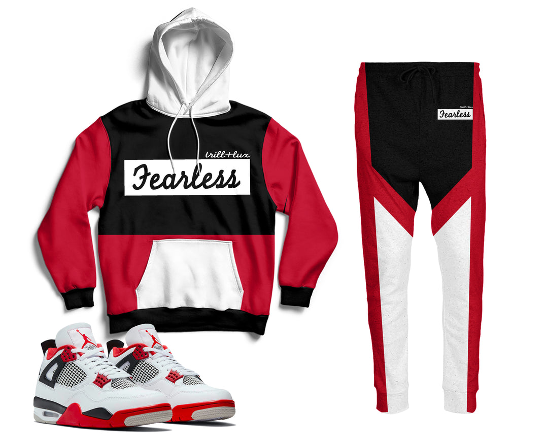 Fearless | Retro Jordan 4 Fire Red Inspired Hoodie and Jogger