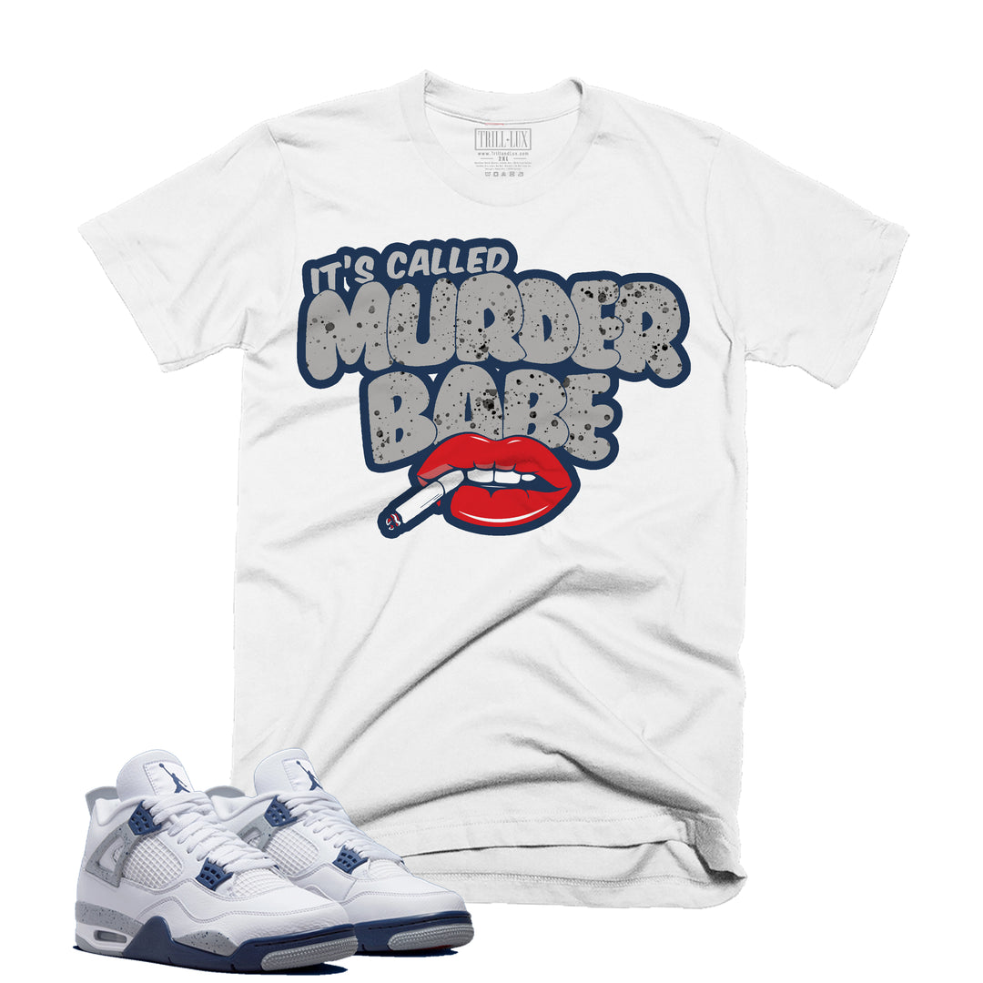 Murder Baby Tee | Retro Air Jordan 4 Midnight Navy Colorblock T-shirt