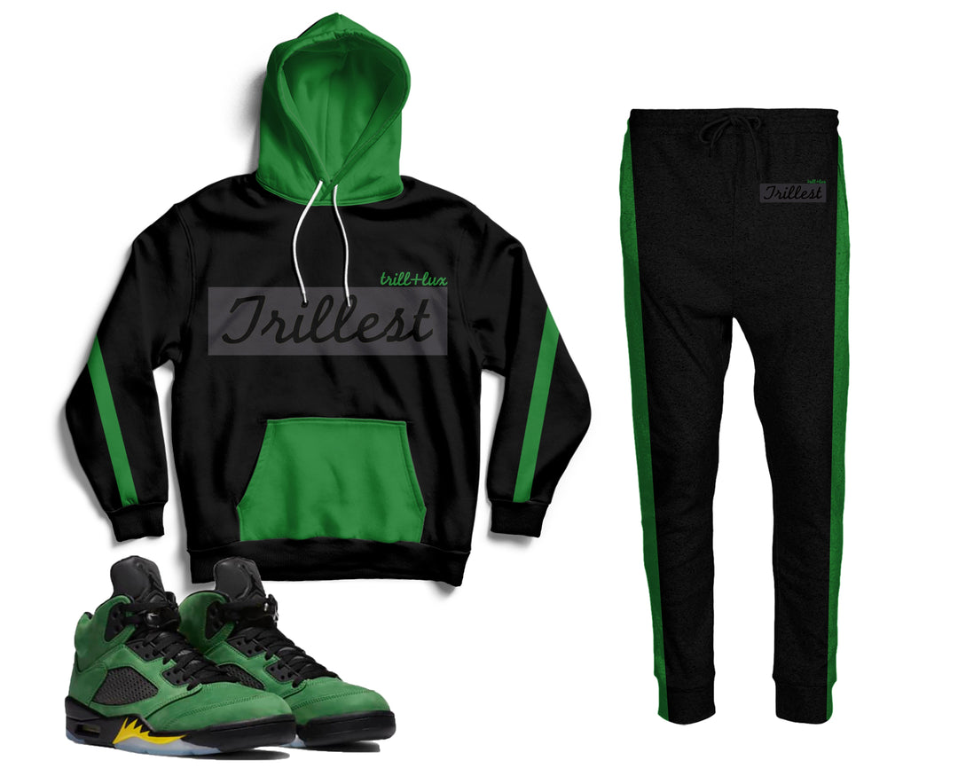 CLEARANCE - Trill & Lux | Jordan 5 Apple Green Inspired Jogger and Hoodie Suit | Retro Jordan 5