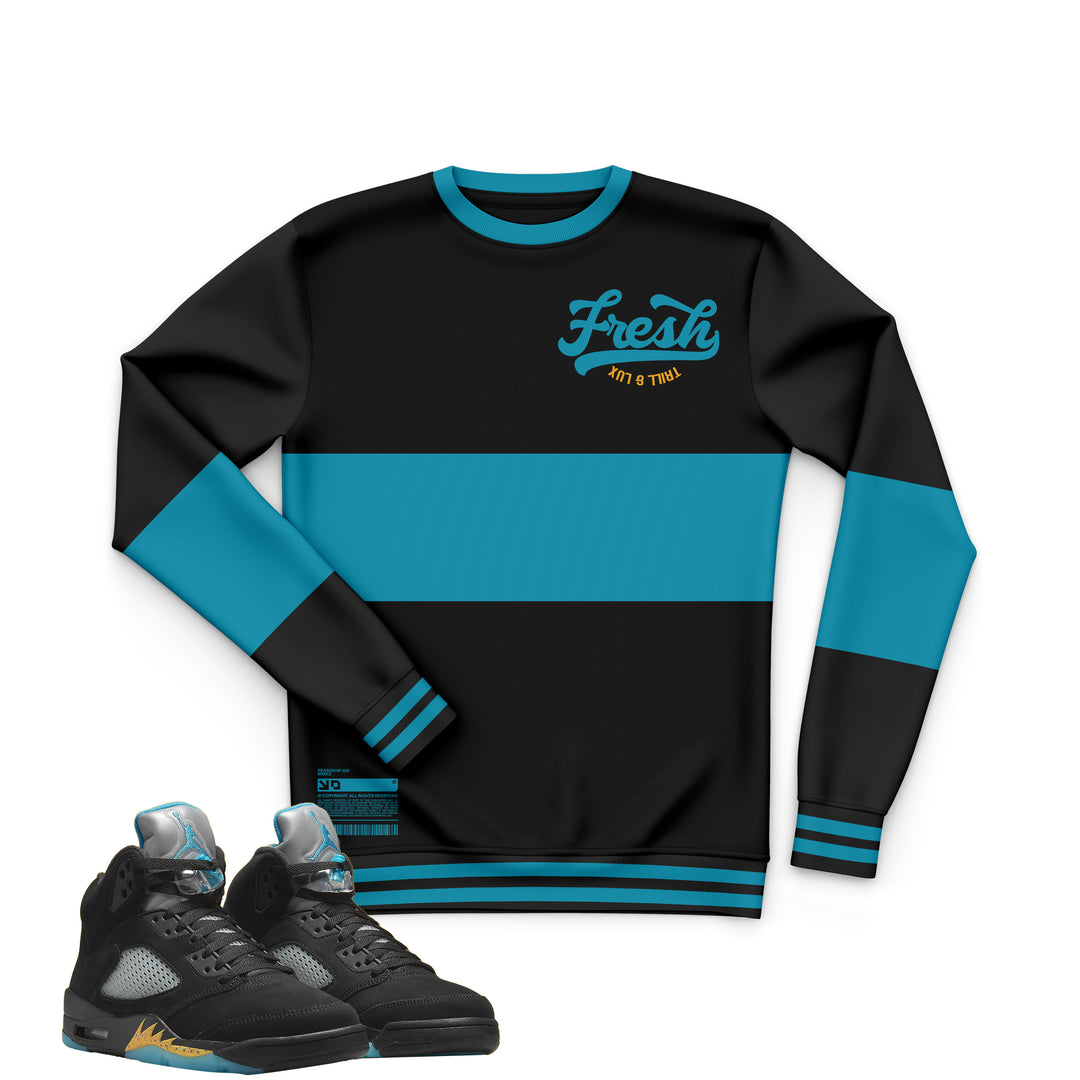 Fresh Sweatshirt | Air Jordan 5 Aqua Inspired Sweater