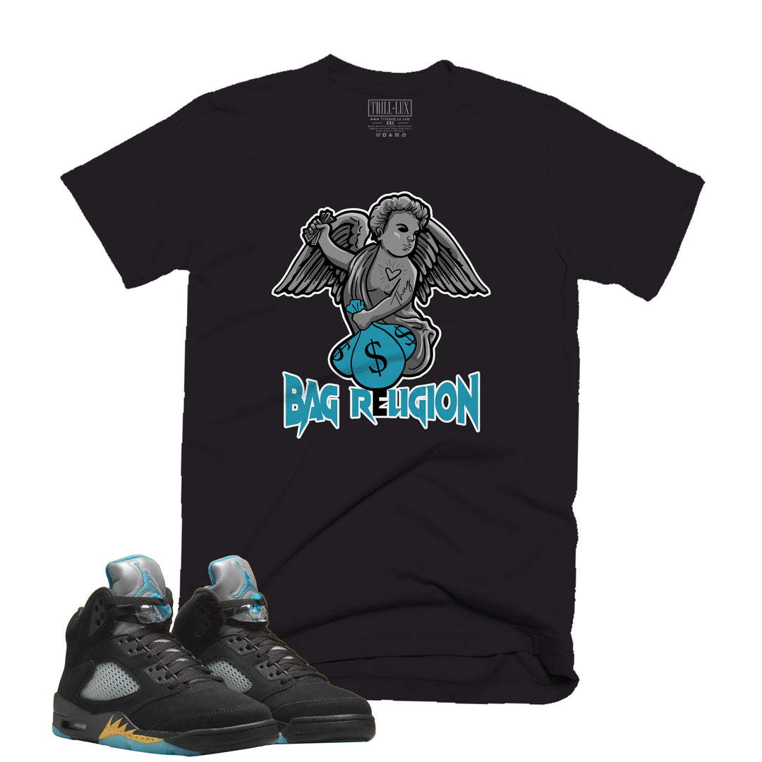 Bag Religion Tee | Retro Air Jordan 5 Aqua T-shirt