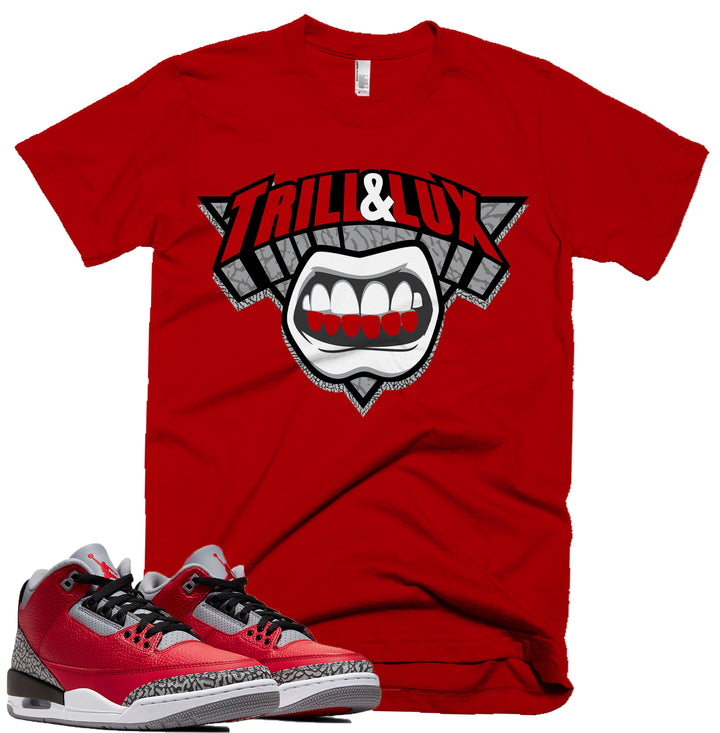 Trill & Lux | Retro Jordan 3 Red Cement Inspired | Grill Tee |