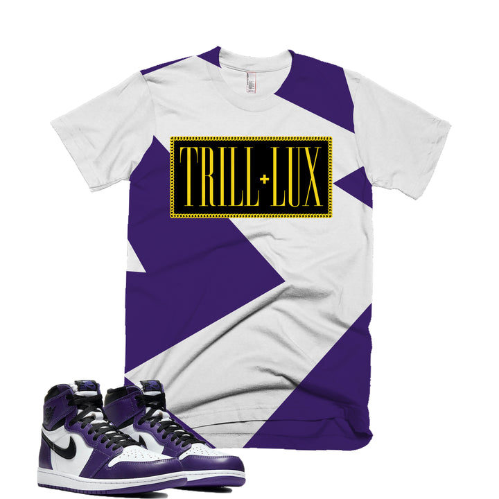 Trill & Lux Fragment Tee | Retro Jordan 1 Court Purple  Colorblock T-shirt
